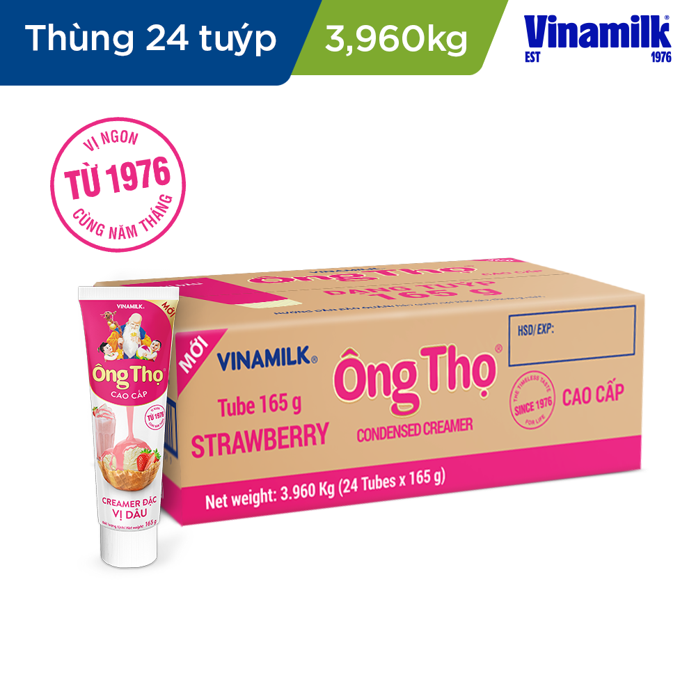 Bộ 24 Tuýp SĐCĐ Vinamilk Ông Thọ Đỏ - Loại Tuýp 165g