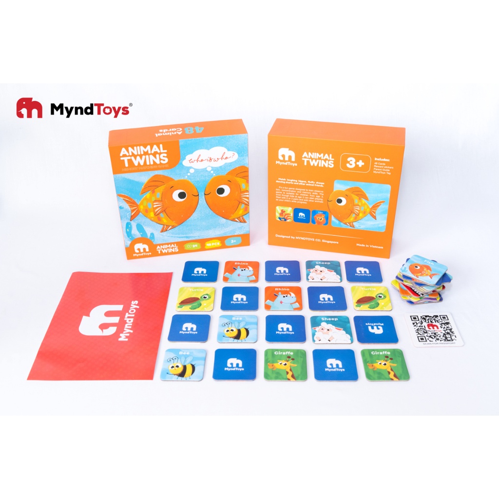 Đồ Chơi Xếp Hình MyndToys - Animal Twins - Memory Matching Game 48 Thẻ Dành Cho Các Bé Trên 2 Tuổi