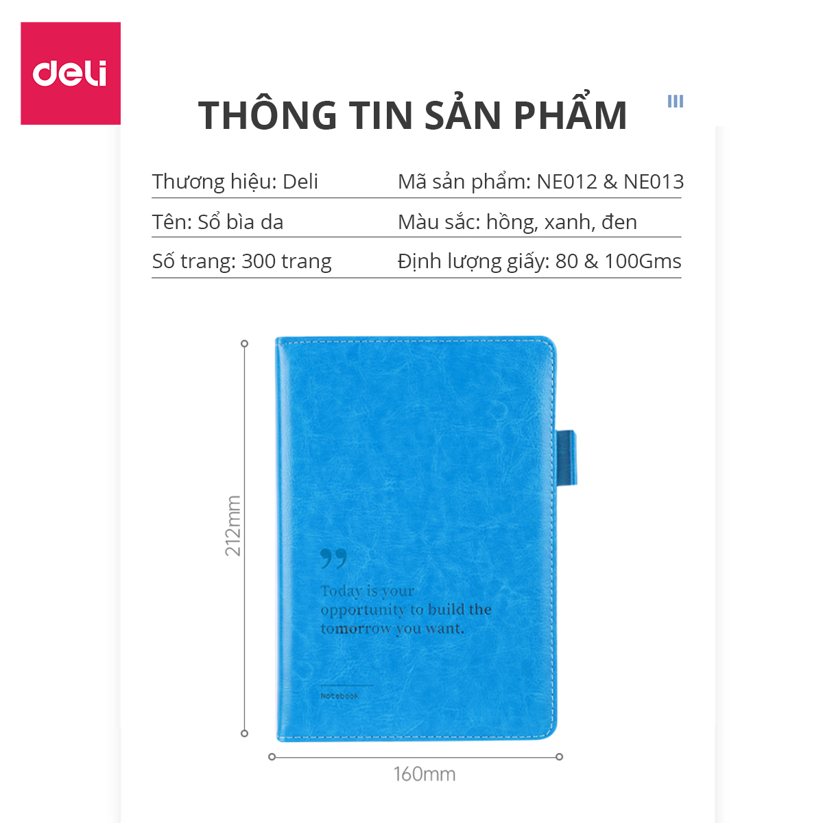 Sổ Tay Ghi Chép Bìa Da A5 300 Trang Kẻ Ngang Deli - Phù Hợp Làm Sổ Kế Hoạch Planner, Nhật Kí, Tập Vở Ghi Chép Bullet Journal - EN012 / EN013