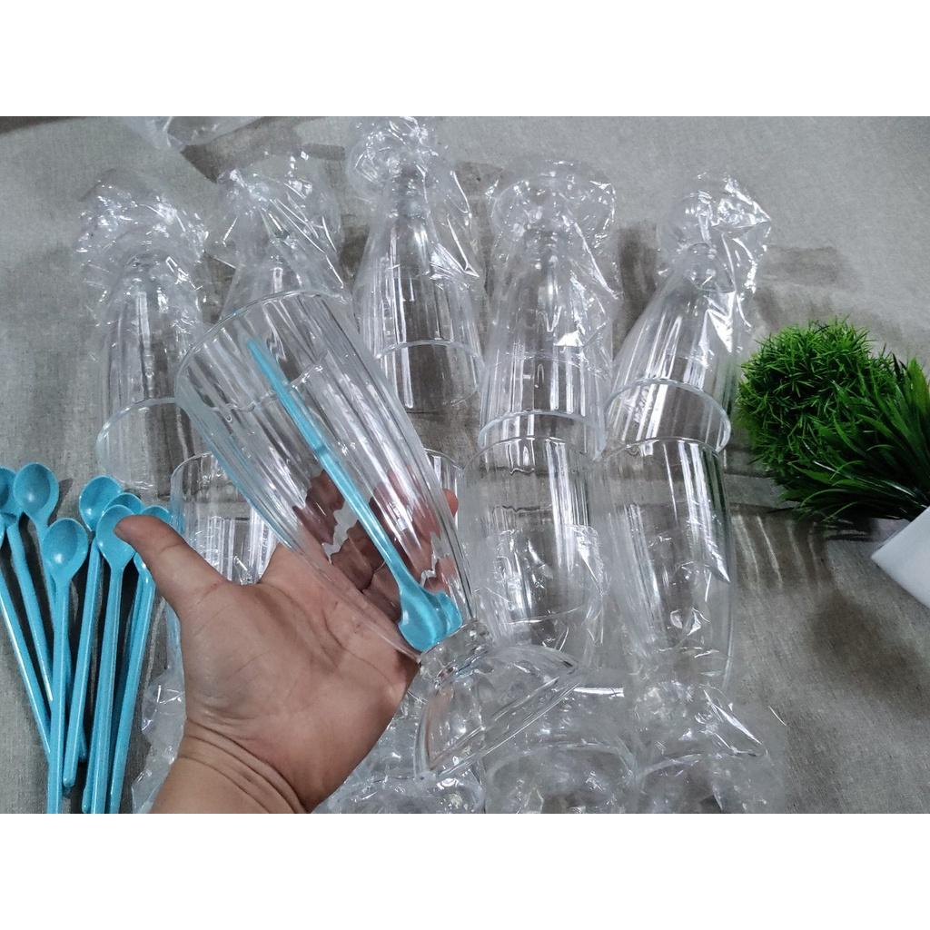 Bộ 6 ly uống sinh tố, ly ăn chè, ly bán hàng quán Ø 8.0 x 19.0 cm 410 ml nhựa acrylic trong bền đẹp