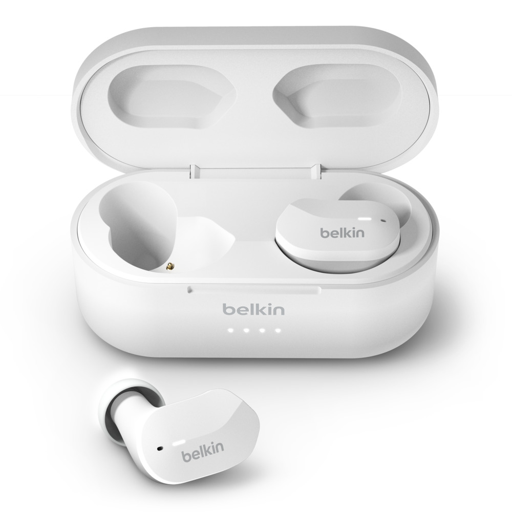 Tai Nghe Bluetooth True Wireless SOUNDFORM BELKIN Chất Âm Tốt, Chống Ồn Thụ Động, Bluetooth 5.0, IPX5 AUC001btWH - Hàng Chính Hãng