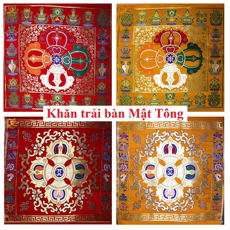 [68x68] Khăn Trải Bàn Chày Kim Cang Mật Tông Vải Gấm Thủ Công Tây Tạng