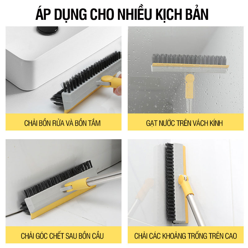 Cây chà sàn nhà tắm, chổi cọ sàn và gạt nước 2 trong 1, cọ sạch khe hẹp và góc tường - OKwife Brush N04