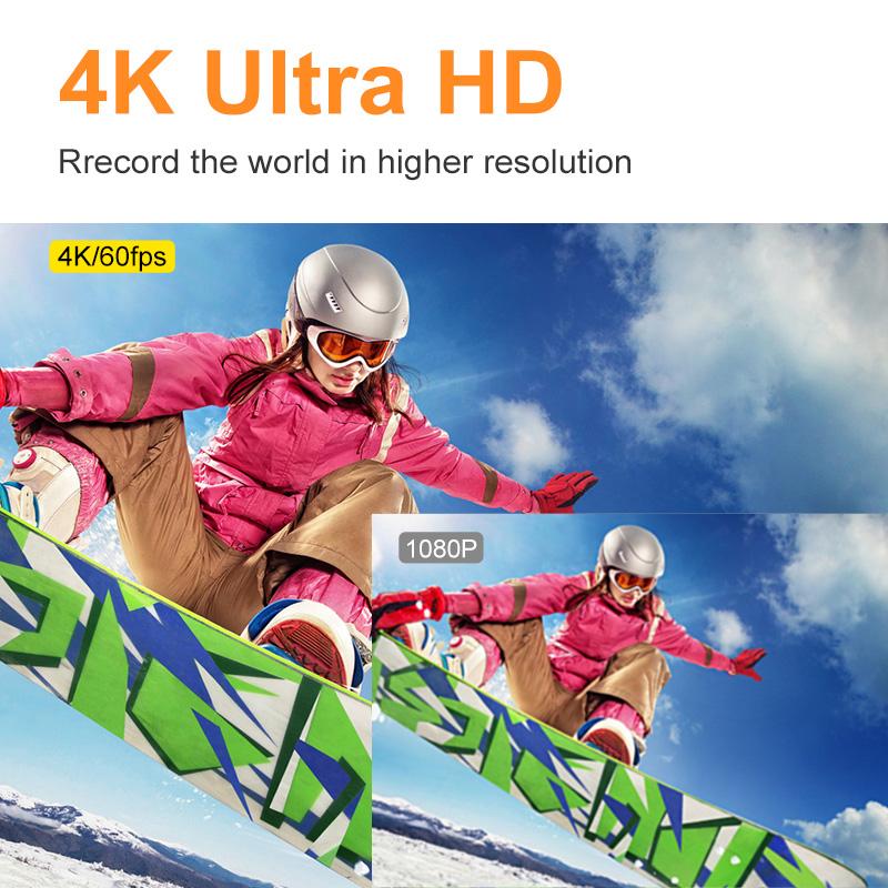 Camera hành động 4K 60fps với màn hình điều khiển từ xa máy ảnh thể thao chống nước máy quay máy ghi hình thể thao camera cam