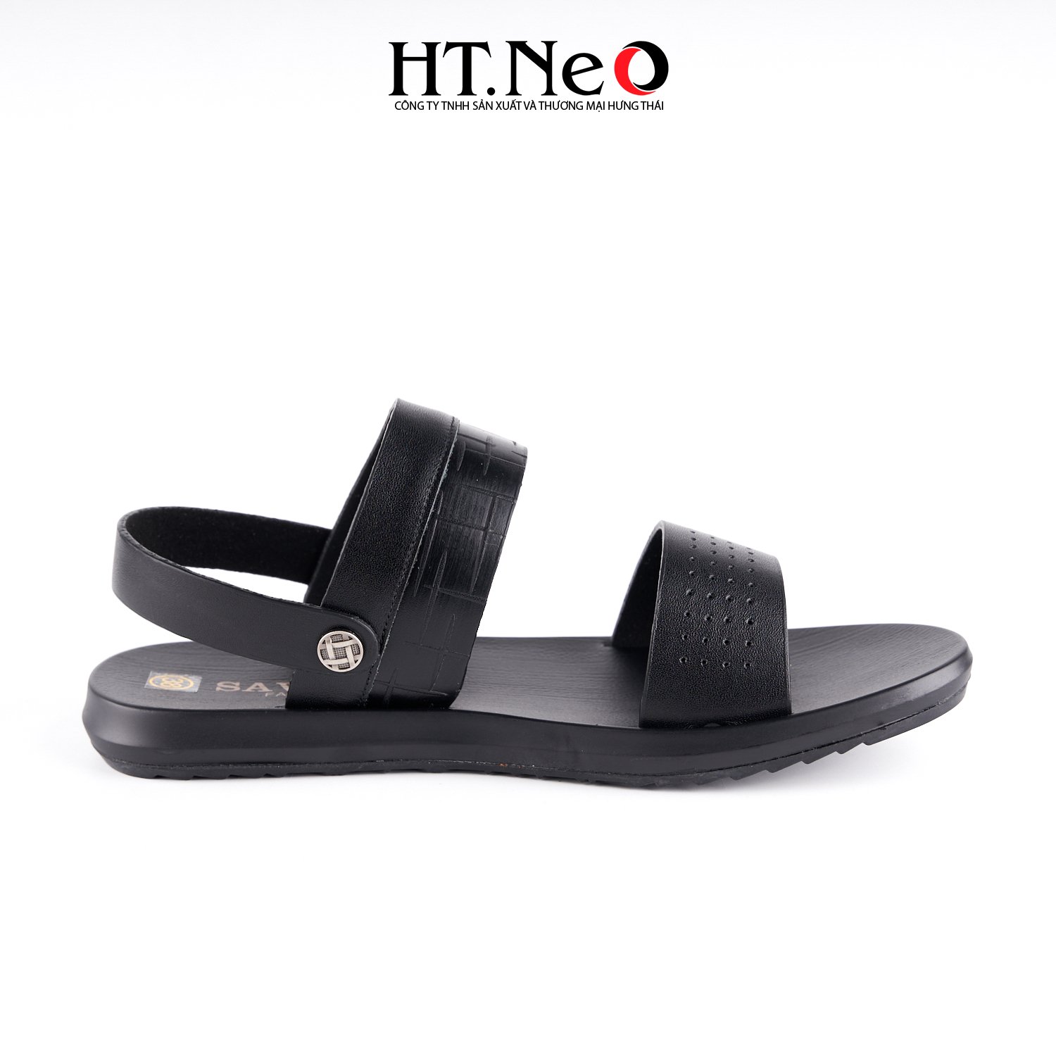 Dép Sandal Nam,dép quai ngang da bò thật cao cấp HT.NeO đế kếp hàng đế khâu SD163