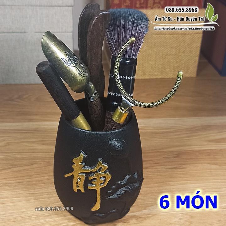 Bộ dụng cụ trà đạo 6 món - BÀY BÀN TRÀ - ĐỒ CHƠI TRÀ ĐẠO phù hợp cùng ấm tử sa nghi hưng cao cấp