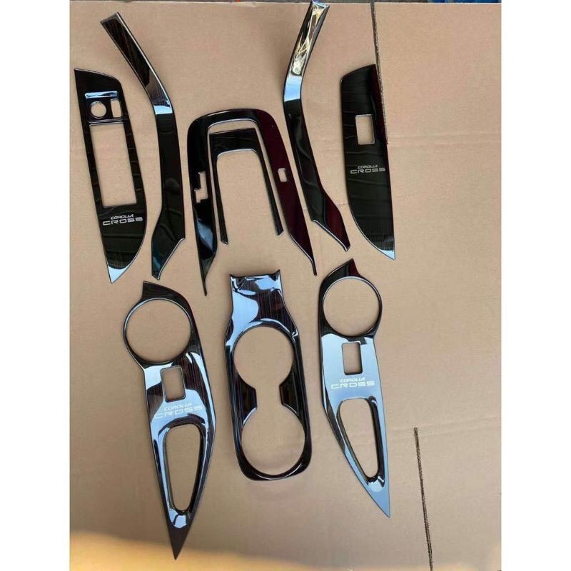 Bộ ốp trang trí nội thất TOYOTA CROSS 2020-2021 bộ 9 chi tiết vân titan cao cấp