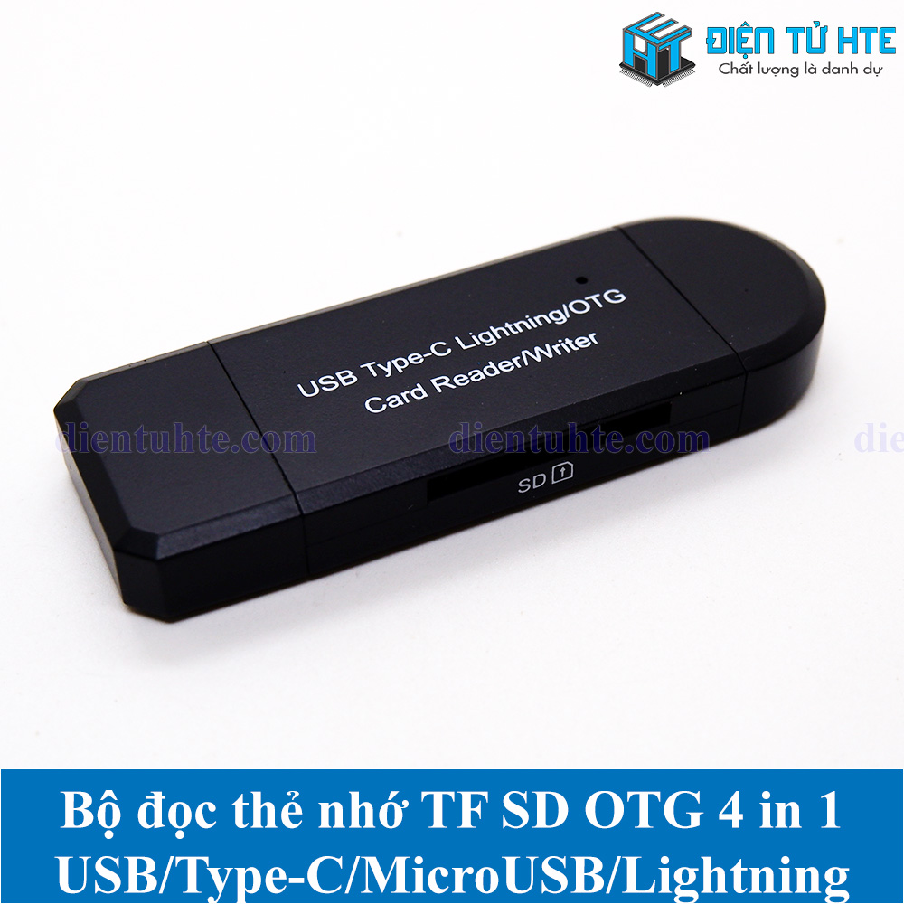 Bộ đọc thẻ nhớ TF SD OTG 4 in 1 USB/Type-C/MicroUSB/LN YC-350