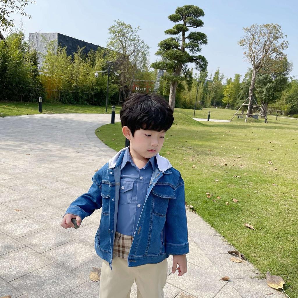 Áo khoác có mũ chất jeans bò mềm cho bé trai Magickids Áo khoác mùa đông trẻ em giữ ấm AO21016