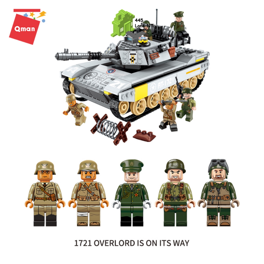 Đồ Chơi Lắp Ráp Lego Quân Sự Qman 1721 Xe Tăng Quân Đội Hồng Quân 482 Chi Tiết