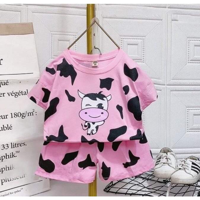 Bộ cộc tay thun lạnh bò sữa cho bé trai và bé gái từ 8kg đến 18kg