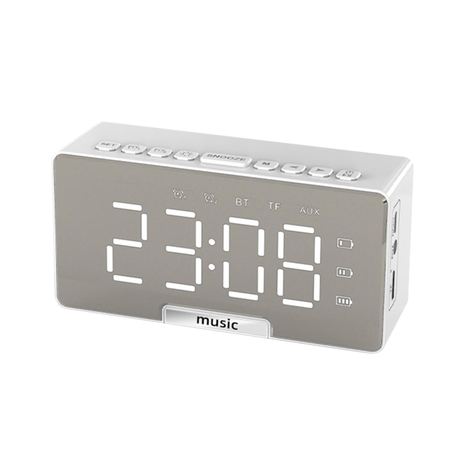 Đồng hồ báo thức mặt gương kỹ thuật số & Loa BT, màn hình LCD Báo động kép