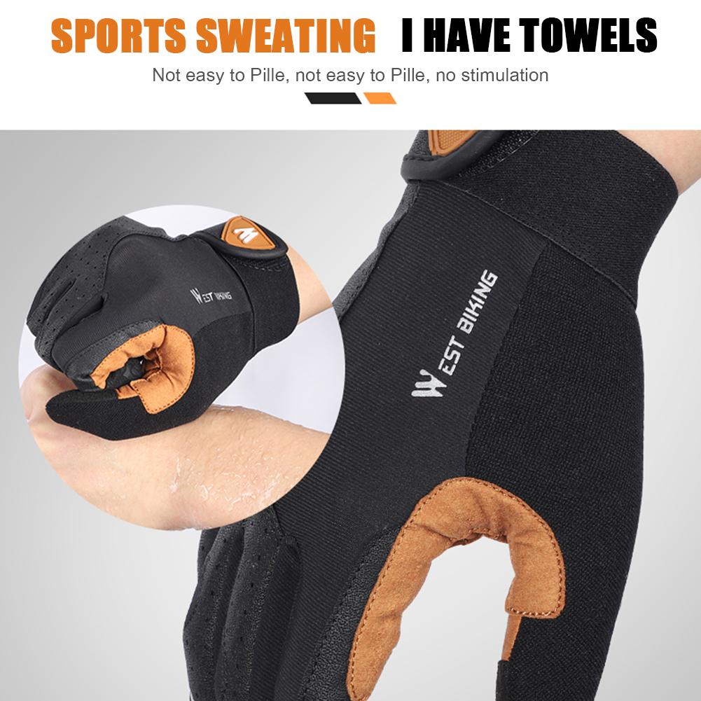 Găng tay xe đạp xe đạp phía tây Mùa đông Full Finger MTB Xe đạp Găng tay thể thao nam nữ Half Finger Summer Gym Găng tay xe máy Găng tay Color: Full Finger Gloves Size: L