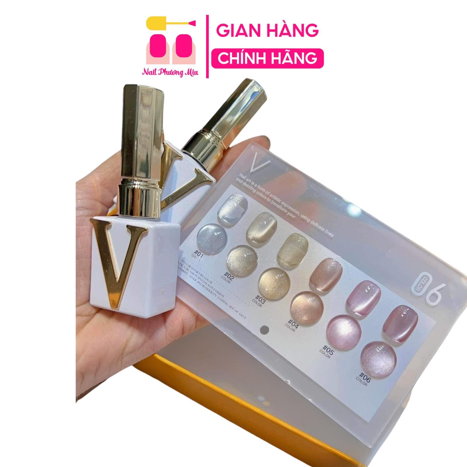 Set Sơn Mắt Mèo Ánh Trăng Pha Lê Siêu Cấp Siêu Sáng 6 màu VENDEENI 15ml Cao Cấp, Tặng Kèm Bảng Màu Hãng Nữ Women