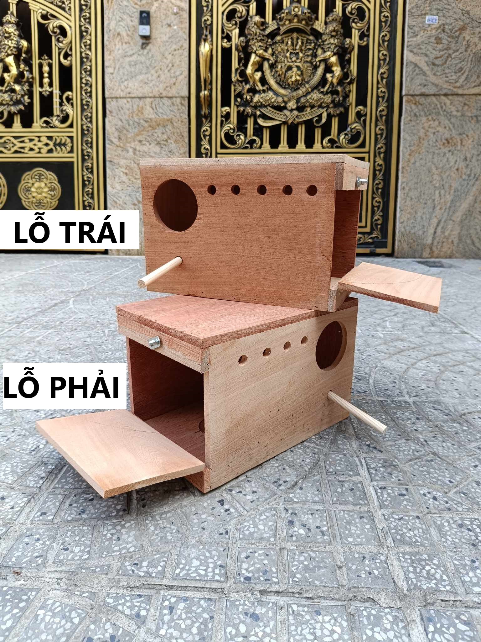 1 Tổ đẻ Cockateil, Ngực hồng 30*20*20 (gỗ nguyên khối)