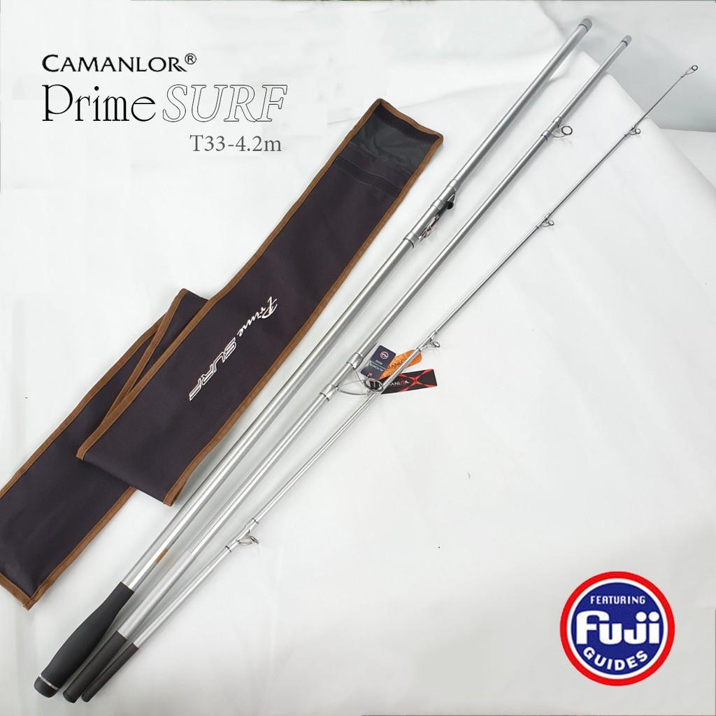 Cần câu cá xa bờ CAMANLOR Prime SURF 4m2 khoen pat FUJI tải cá lớn cần câu lục, câu sông hồ đập CM7