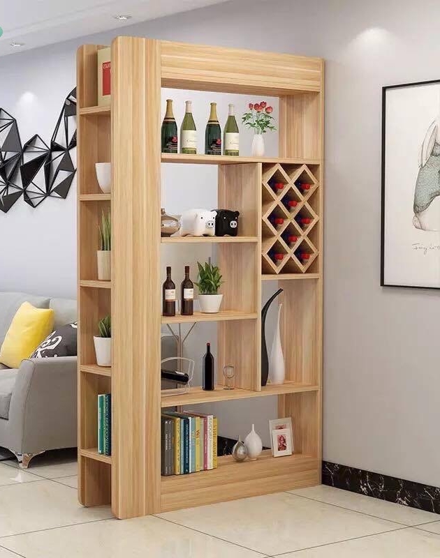 Tủ rượu tủ trưng bày kiêm vách ngăn phòng khách HUCHU tr01 gỗ mdf phủ melamin