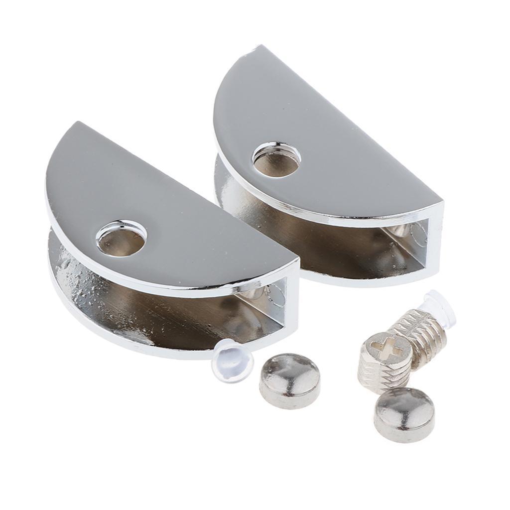 3x2pc Zinc Alloy Fixed Glass Half Circle Adjustable Glass Brackets 8-10mm