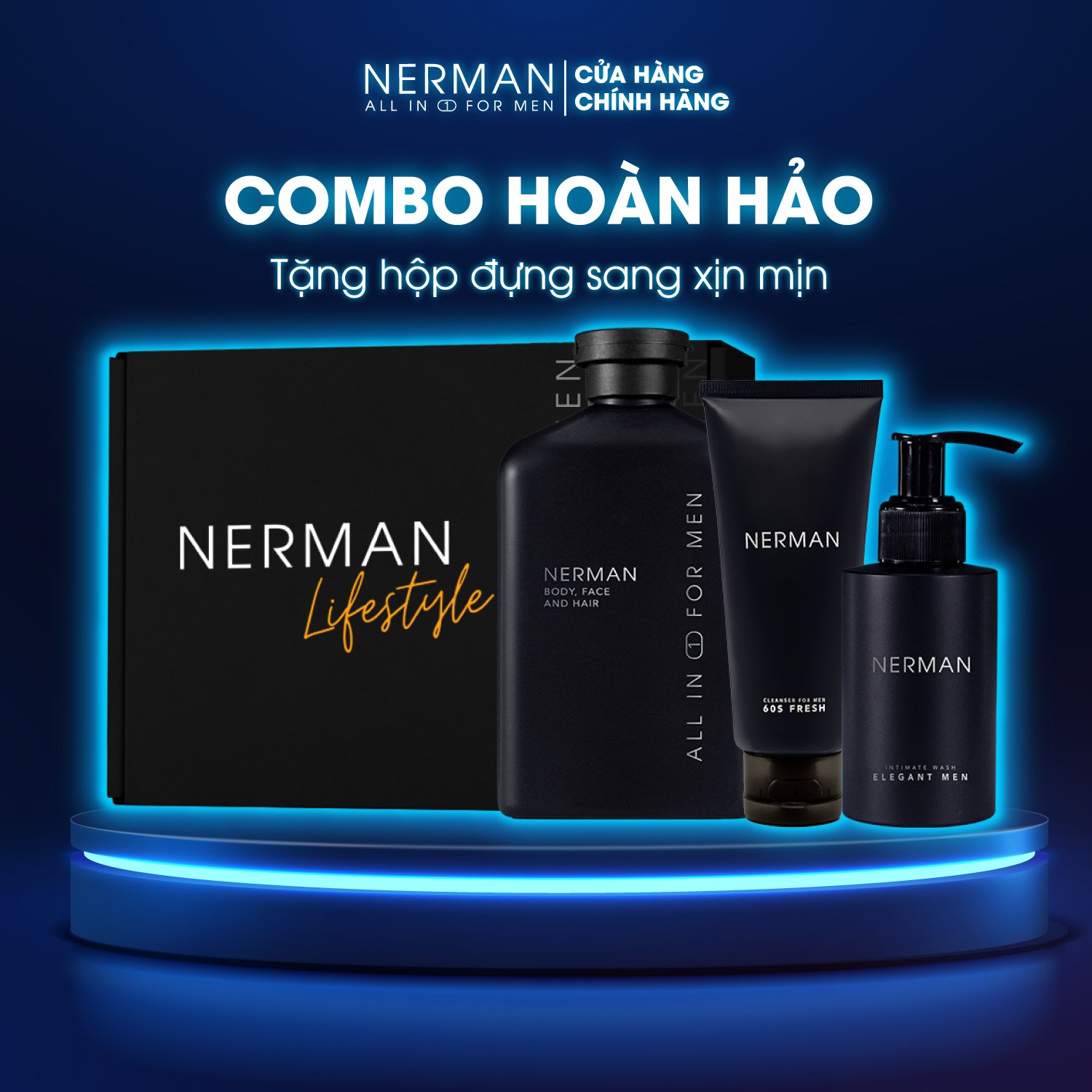 Combo Hoàn Hảo - Sữa tắm gội hương nước hoa 350ml &amp; Gel rửa mặt 60S Fresh 100ml &amp; Dung dịch vệ sinh nam giới 100ml