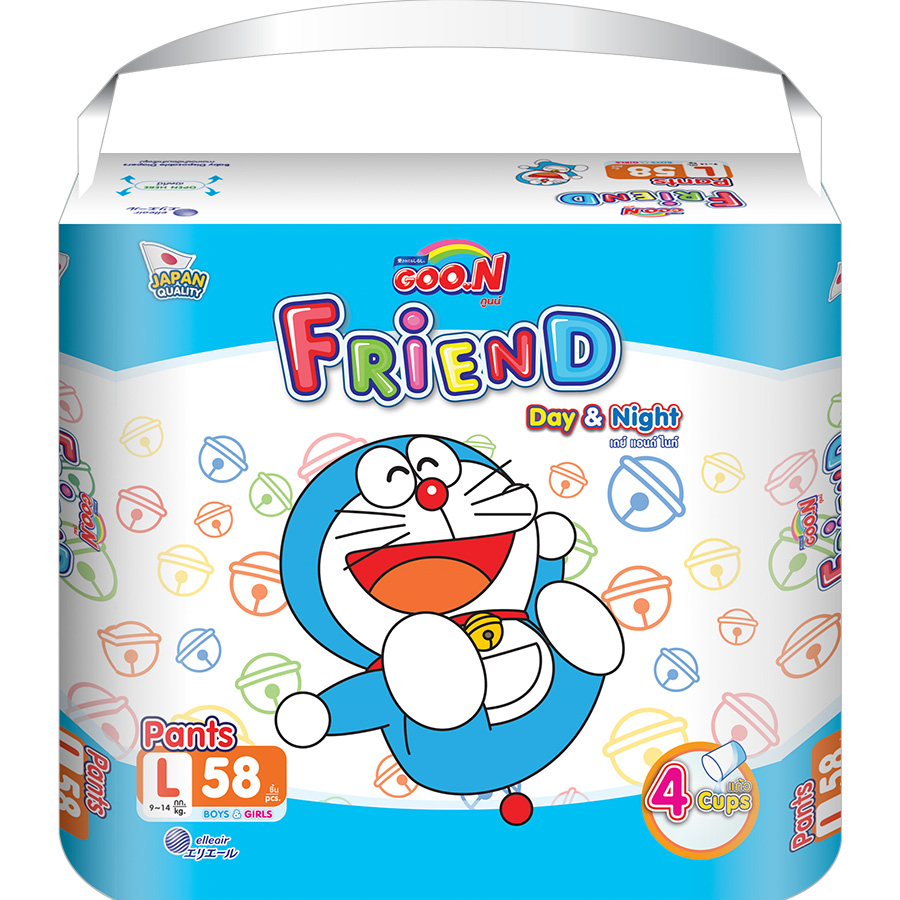 Combo 2 bịch Tã quần Goon Friend Doremon mới gói siêu đại L58 (9kg ~ 14kg)