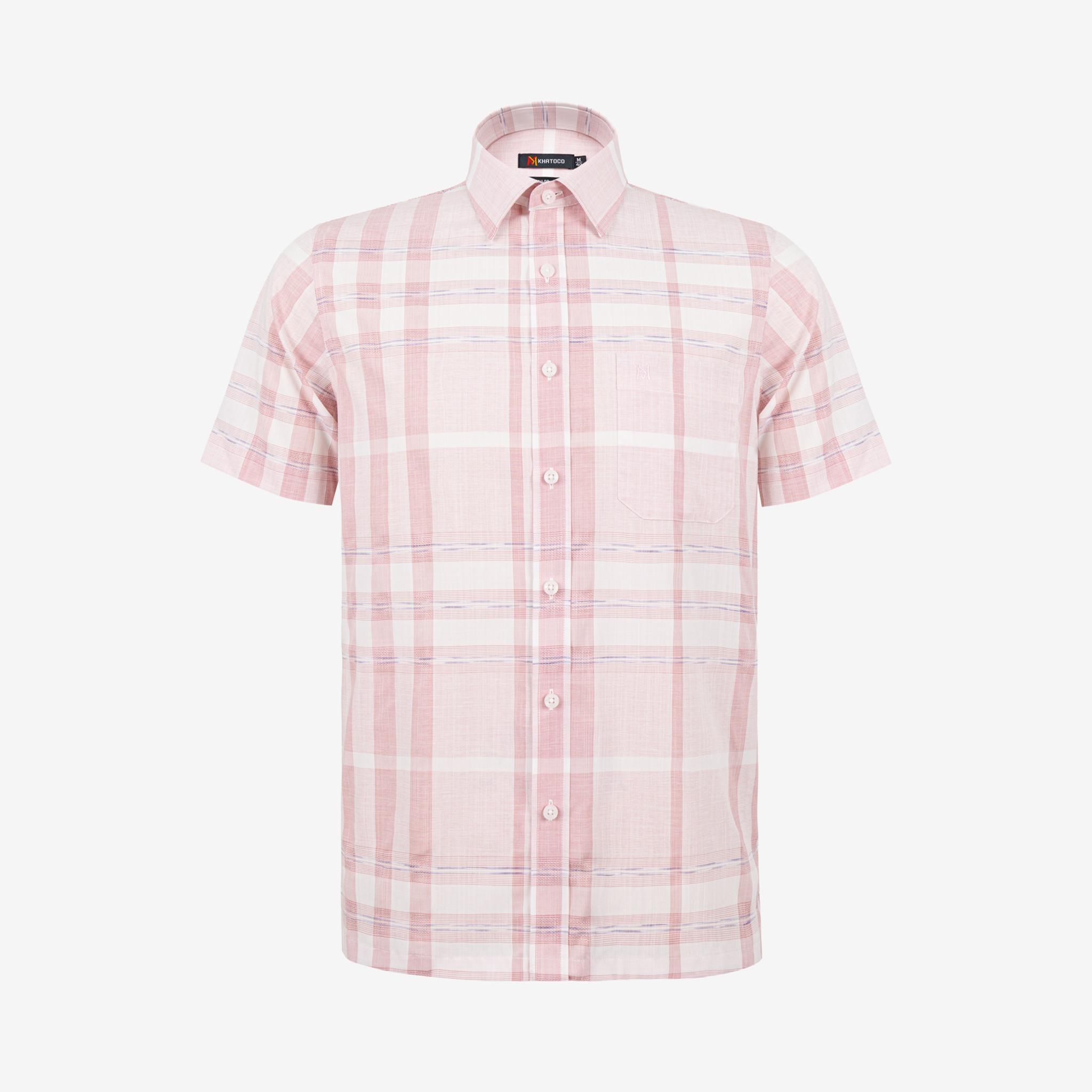 Áo sơ mi nam KHATOCO Tailor Fit ngắn tay A1MN568T2-CNCR819-2709-N