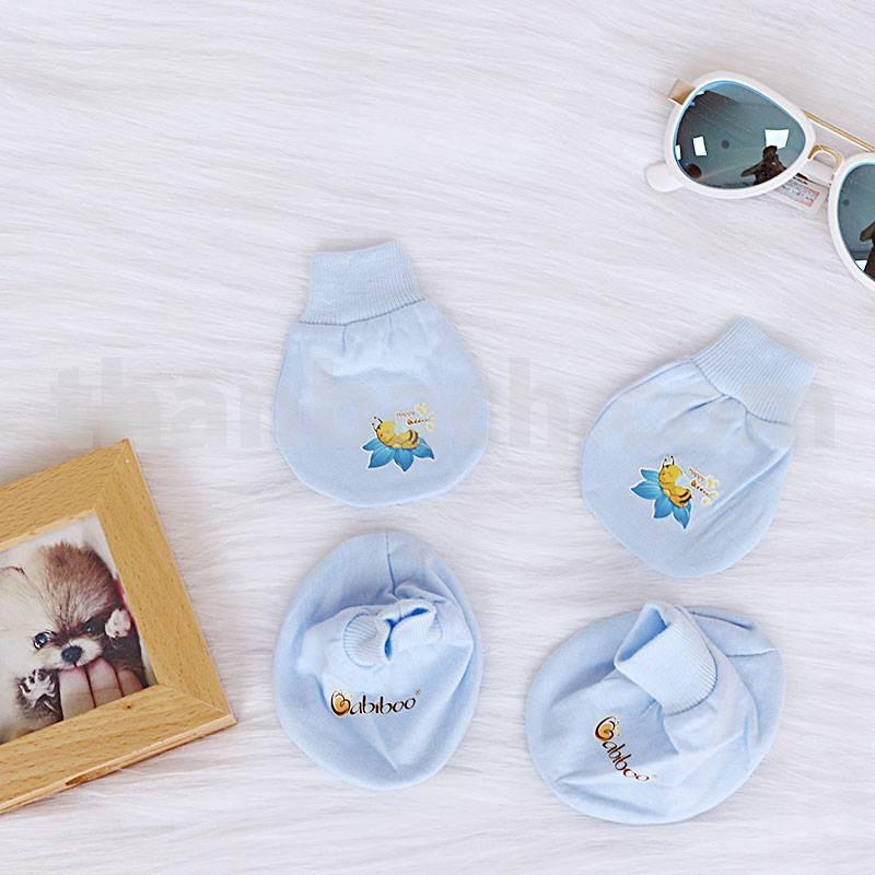 Sơ sinh -Bộ bao tay bao chân cotton BABIBOO - BB57