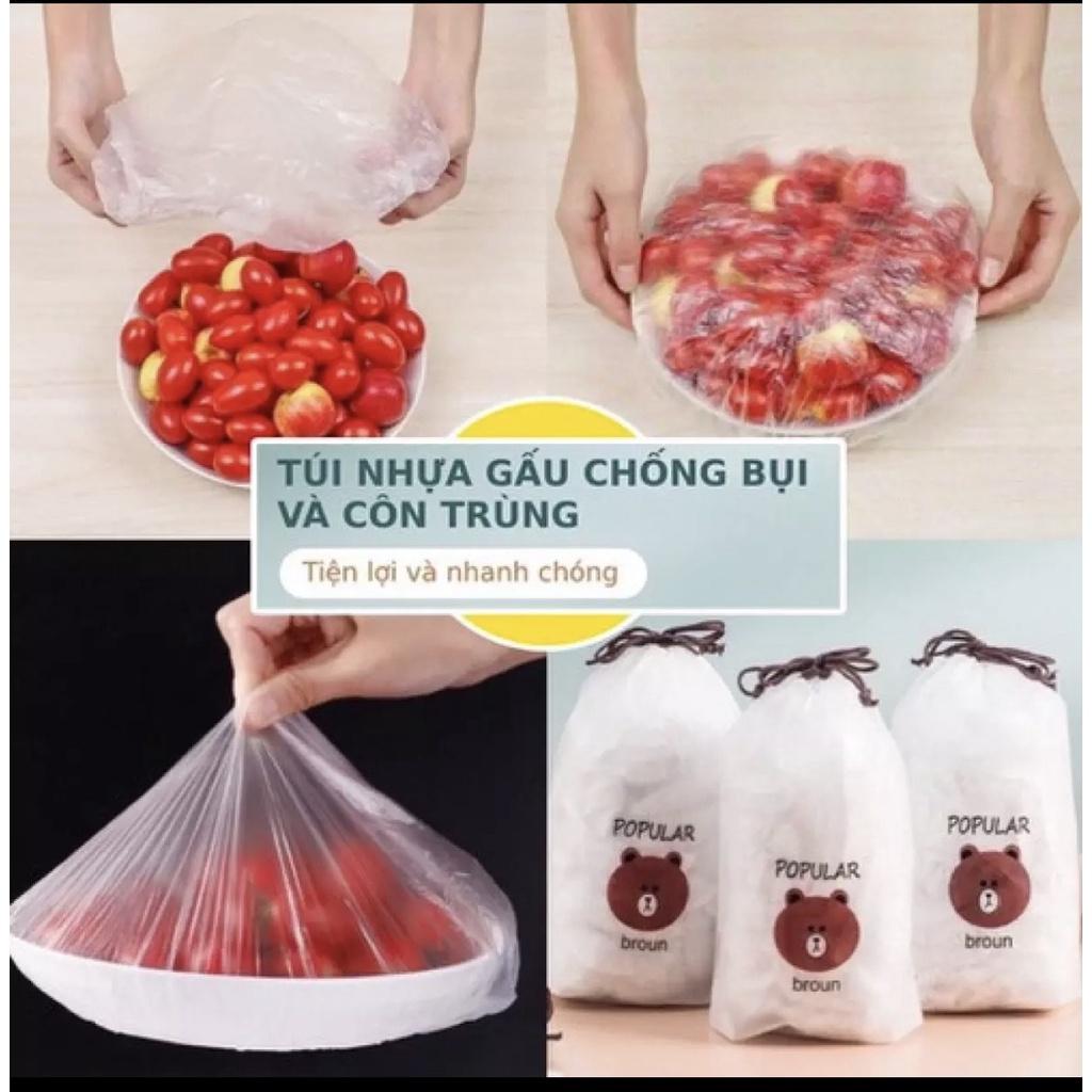 Màng bọc thực phẩm co giãn siêu dai có chun hình túi gấu set 100 chiếc