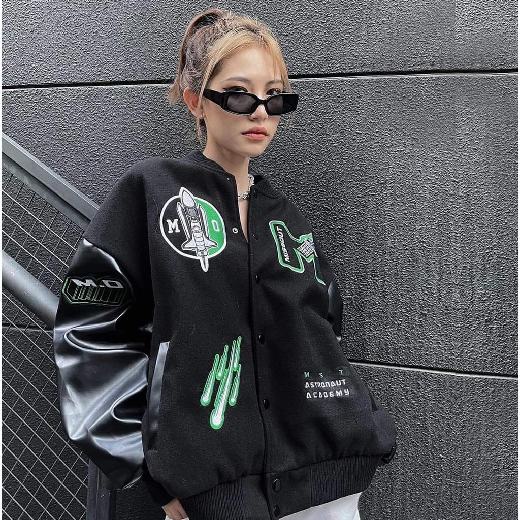 Áo Varsity Tay Da Missout - Chất Nỉ dày dặn, hình thêu chuẩn mẫu - Form áo unisex rộng - thích hợp khi đi chơi cafe