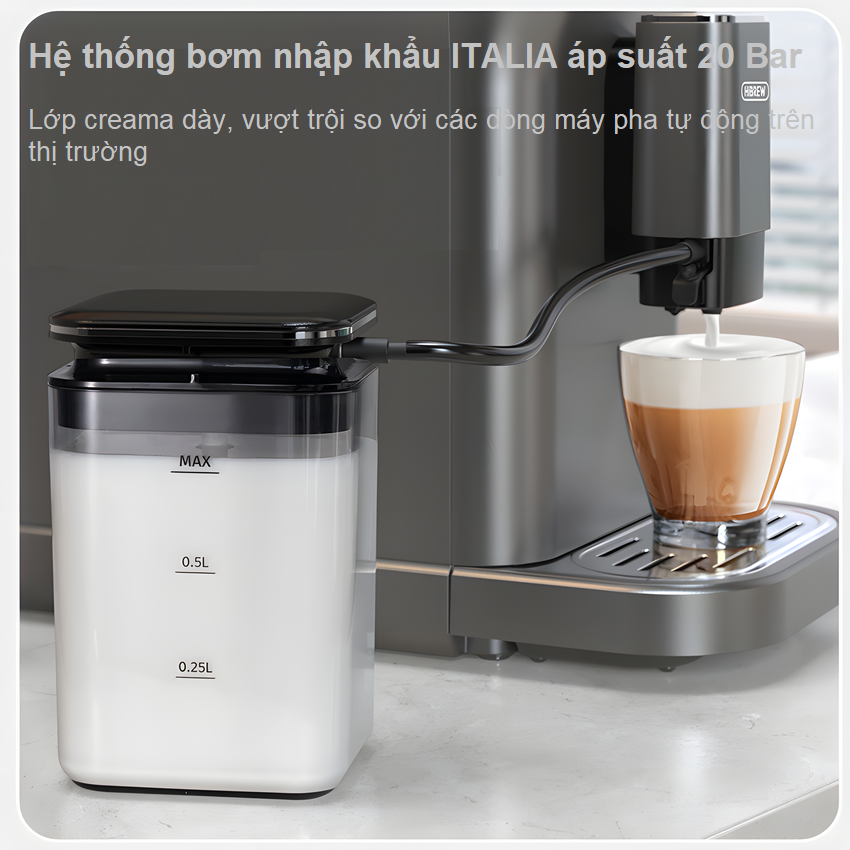 Máy pha cà phê tự động chuyên nghiệp, dùng cho quán cà phê, nhà hàng và khách sạn HiBREW H16 - Hàng Nhập Khẩu