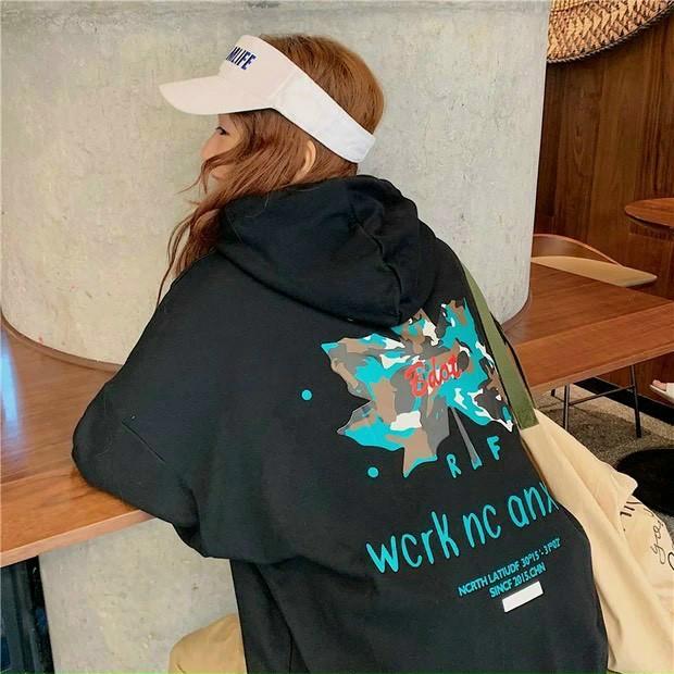 Áo Khoác Nỉ Nữ Hoodie In Hình Lá Phông Nón 2 Lớp Free Size 70kg AK132