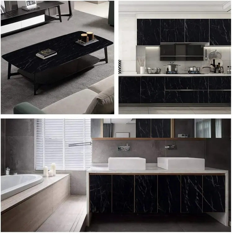 Combo 10 mét giấy dán tường, decal dán tường trang trí nhà cửa ĐÁ HOA CƯƠNG ĐEN khổ 45cm