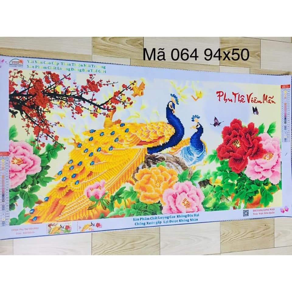 Tranh Đính Đá CÔNG PHU THÊ VIÊN MÃN (ĐÁ ABC CAO CẤP). Kích Thước: 94cm x 50cm