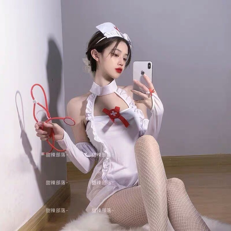 Đầm ngủ cosplay y tá kèm giăng tay BT52213 - Váy ngủ sexy - Đồ ngủ