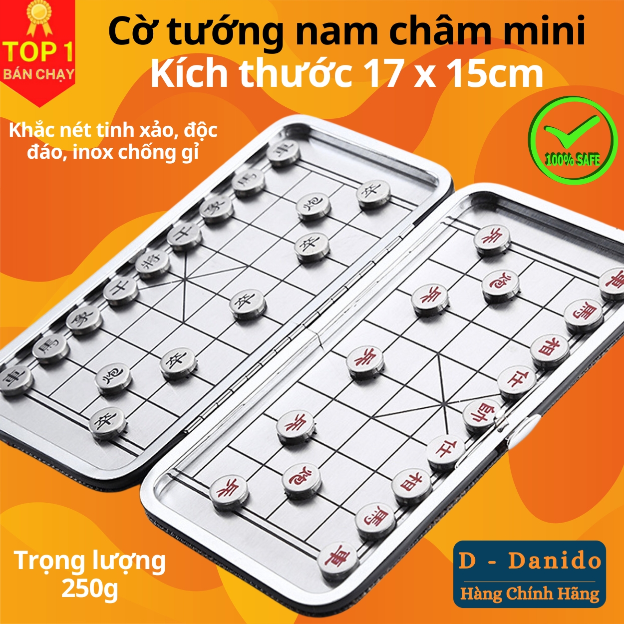 Cờ Tướng Nam Châm Bỏ Túi - Cờ Tướng Bàn Là Hộp Đựng - Hàng chính hãng