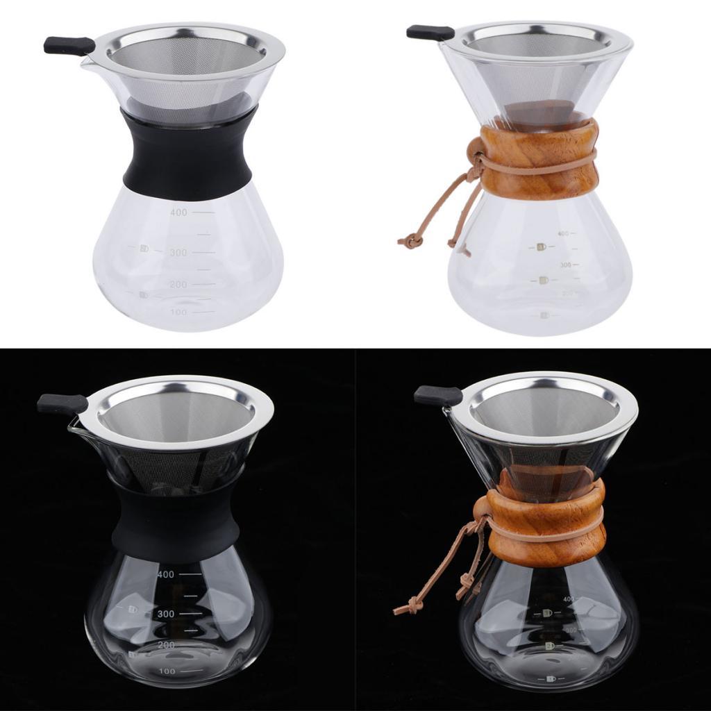 Coffee Maker Set Pour Over Hand Drip Pot + Cone Coffee Dripper Filter Net