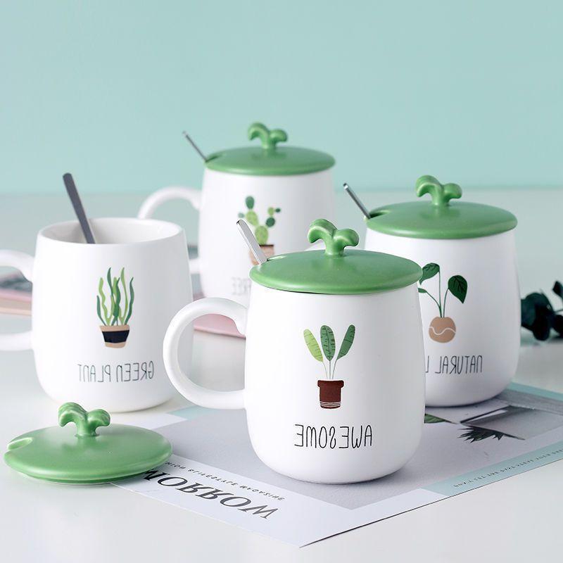 Sáng Tạo Hay Nhất Hoạt Hình Siêu Dễ Thương Học Sinh Cốc Sứ Cốc Nước Dễ Thương Hộ Gia Đình Nam Nữ Cốc Sữa Có Nắp Muỗng