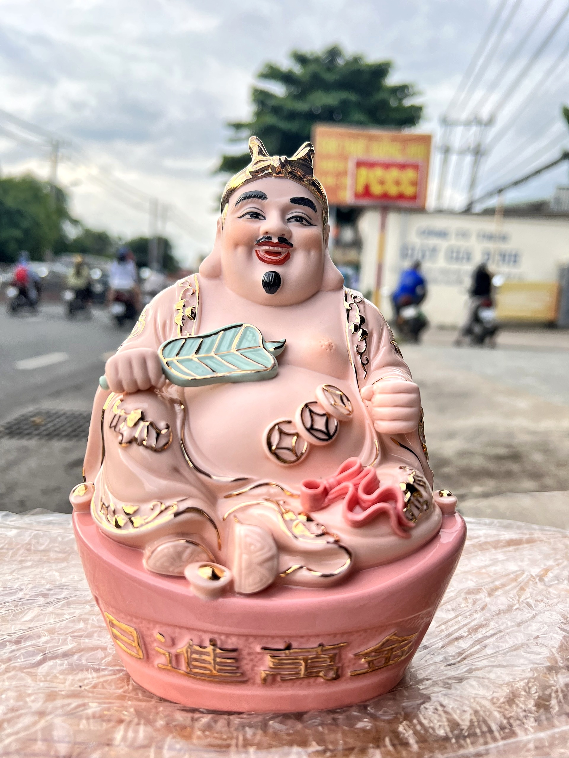 Cặp tượng thần tài ông địa sứ Cao cấp Cao 18cm – Màu Đỏ