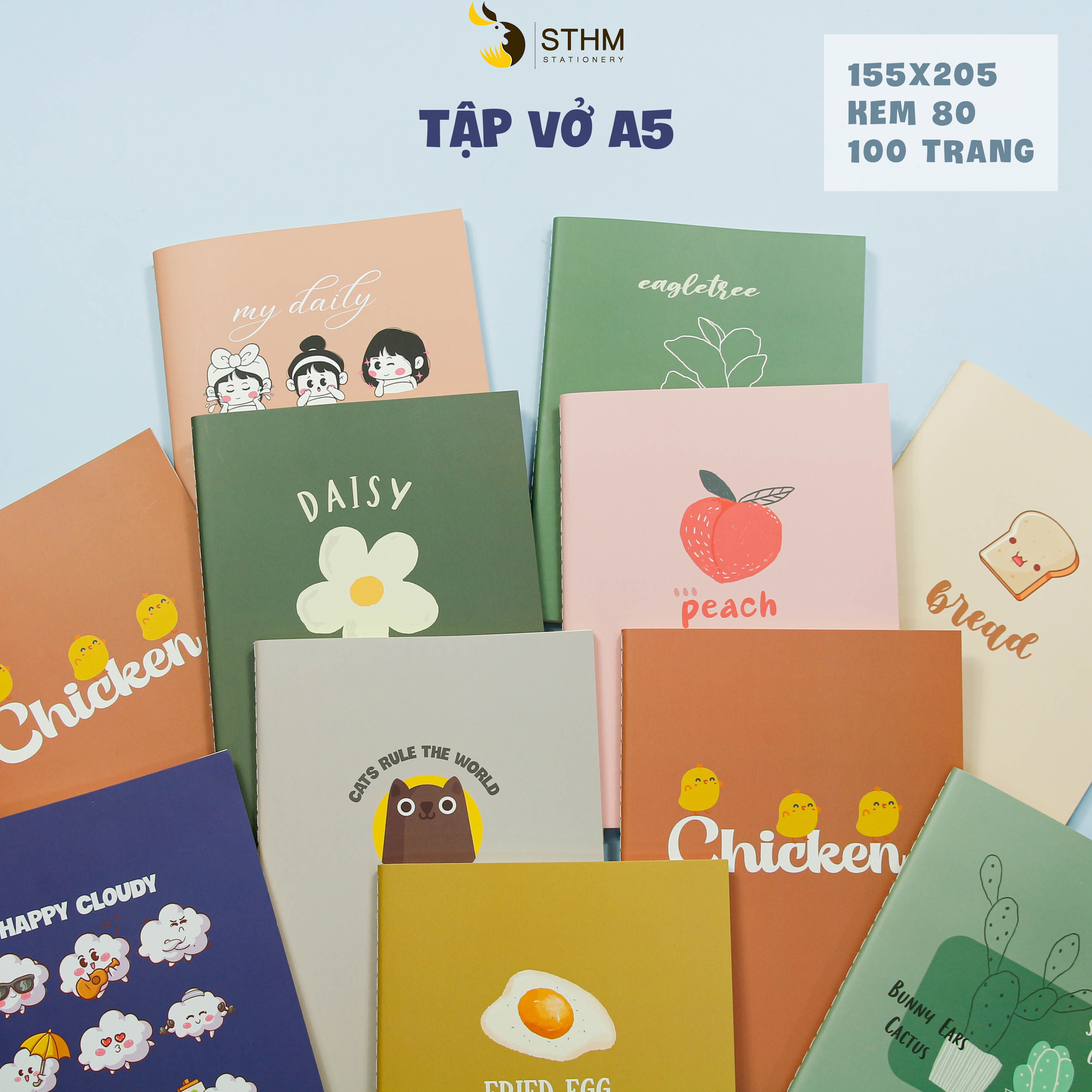 - Tập vở A5 - Ruột caro giản lược 8mm - 100 trang kem 80gsm - Giấy không lem thấm