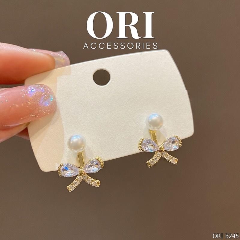 Bông tai dáng nhỏ Nơ đính đá Griselda siêu xinh ORI ACCESSORIES B245