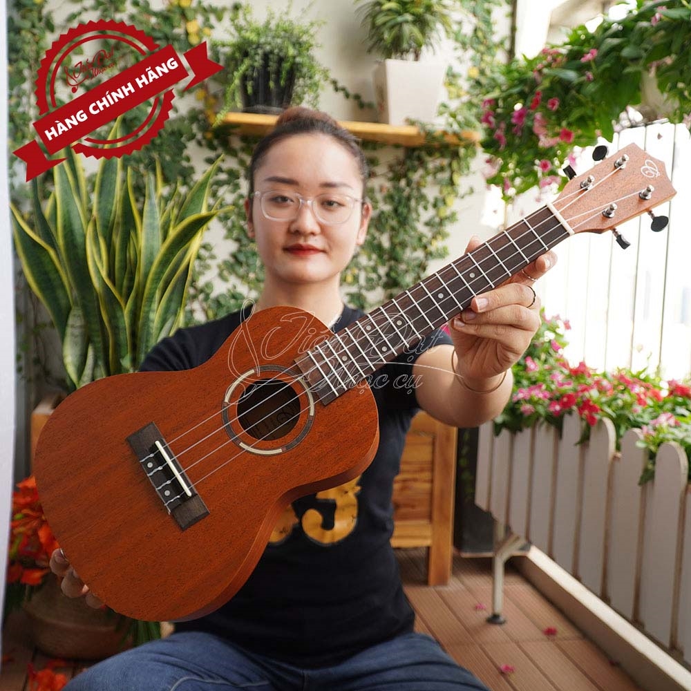 Đàn Ukulele Concert CHARD UK-24M, Mặt Đàn Gỗ Nato, Màu Nâu Gỗ, Dễ Chơi