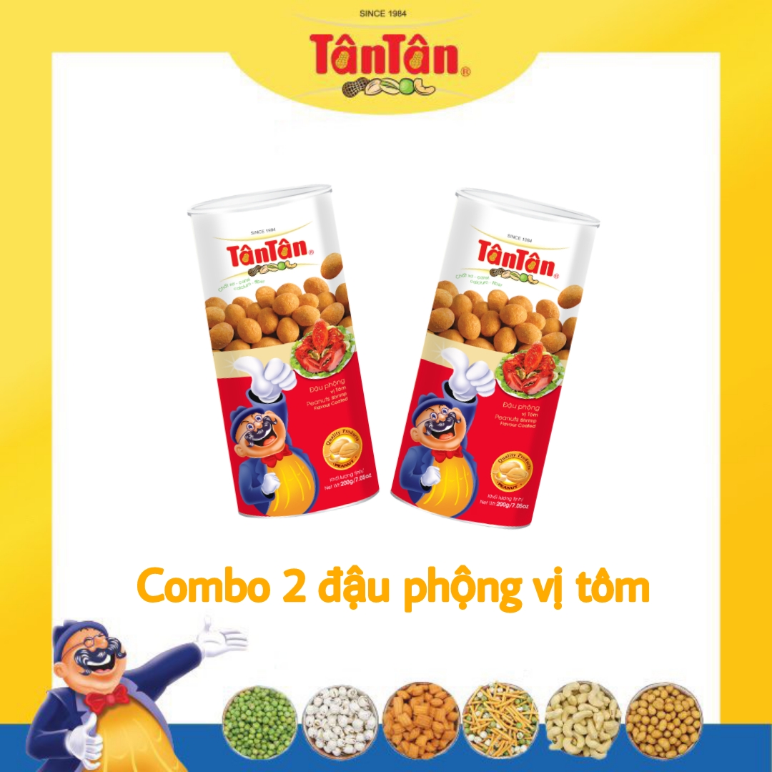 Combo 2 Đậu Phộng Vị Tôm Tân Tân (200g / Hộp)