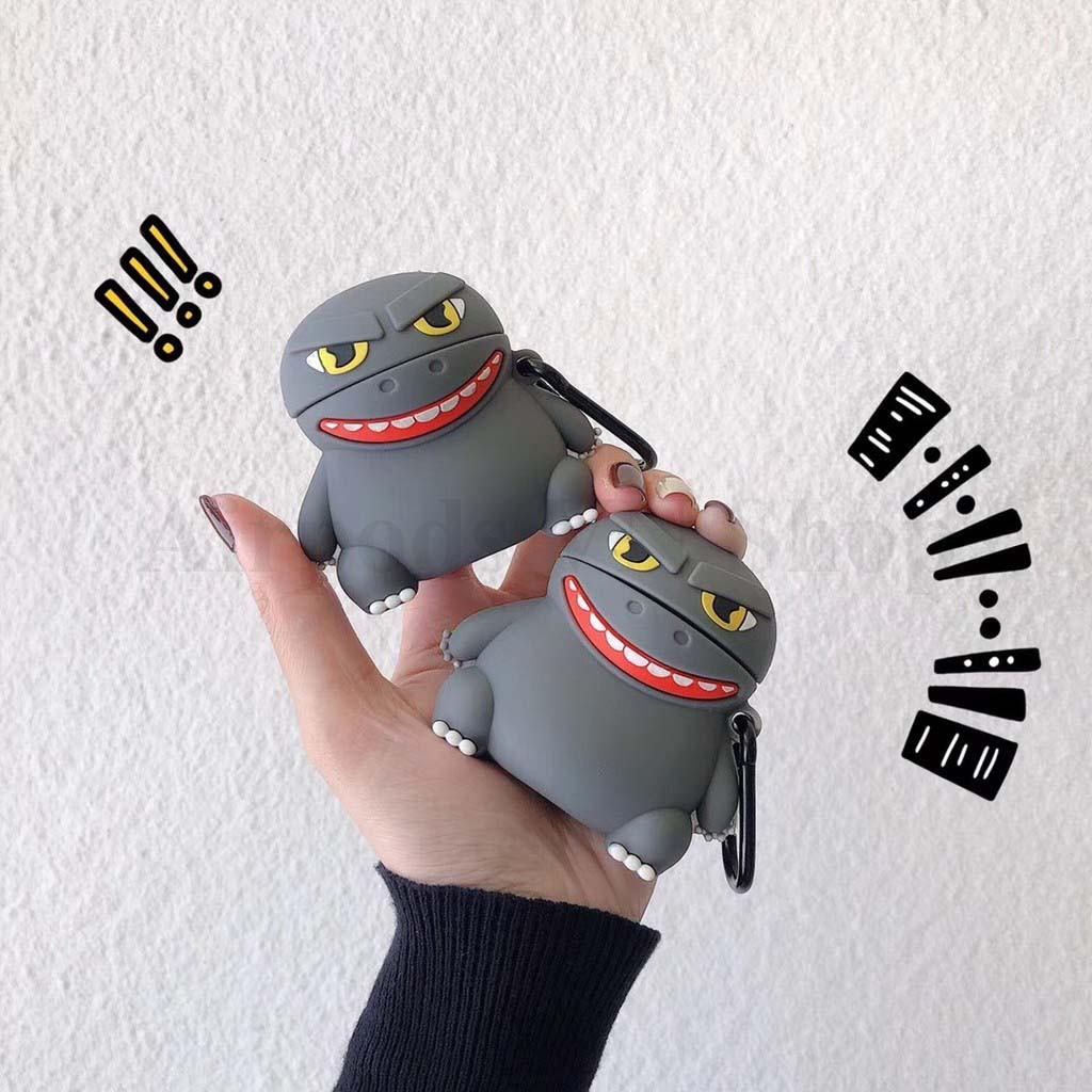 Bao Case Ốp dành cho Airpods 1/2 và Airpods Pro Godzila siêu kute silicon 3D cao cấp
