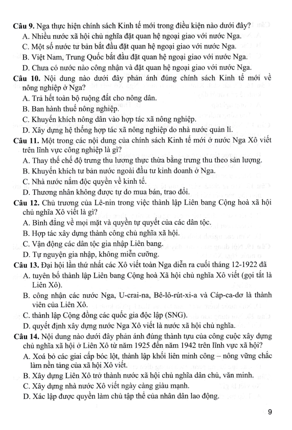 Trả Lời Câu Hỏi Lịch Sử Lớp 9 - Tự Luận &amp; Trắc Nghiệm (Dùng Chung Cho Các Bộ SGK Hiện Hành) (HA)