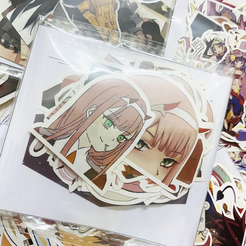 Bộ hình dán - sticker anime Zero Two - Darling in the Franxx dán trang trí laptop,máy tính bỏ túi,vali,điện thoại