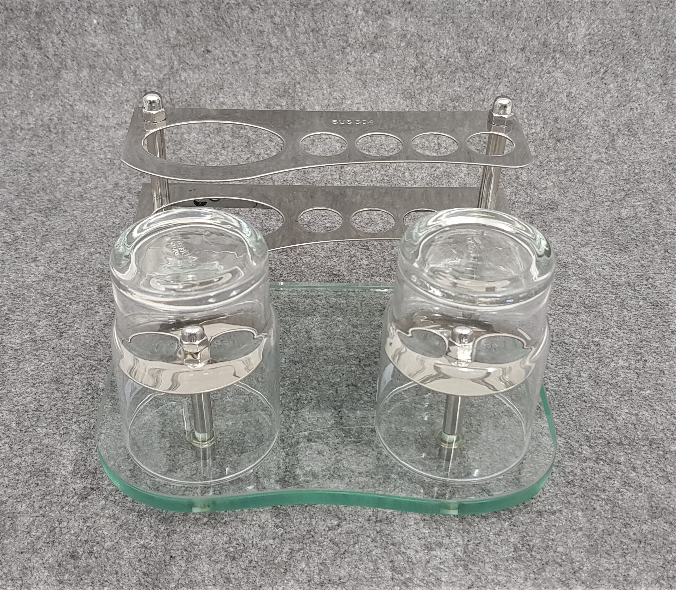 Kệ bàn chải đế kính cường lực 2 ly úp - INOX 304