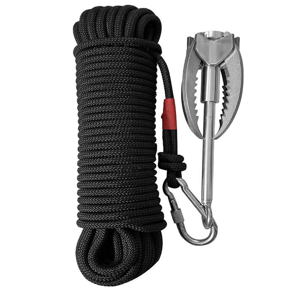 Móc Leo Núi 4 Móng Bằng Thép Không Gỉ Có Thể Thu Gọn 65ft 8mm Dây Thừng Phụ Trợ Carabiner