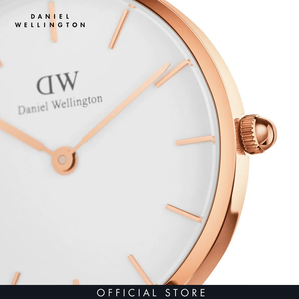 Đồng hồ Nữ Daniel Wellington dây vải nato - Petite Rosewater mặt trắng - vỏ vàng