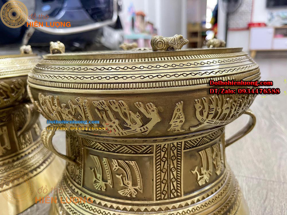 Quả Trống Đồng Đường Kính 25cm Trang Trí Phòng Khách - Đồ Thờ Hiên Lượng