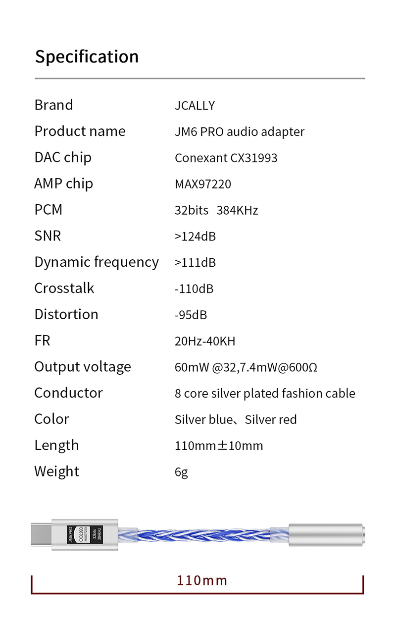 [NC] JCALLY JM6 PRO Bộ giải mã với Chip Dac CX31993 | Hàng chính hãng | Cáp chuyển đổi âm thanh | Dongle Dac Amp | Hỗ trợ đàm thoại