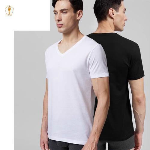 Áo Thun TRAZ Trơn Cổ Tim Hàn Quốc Basic Unisex Nam Nữ Phiên Bản Cao Cấp